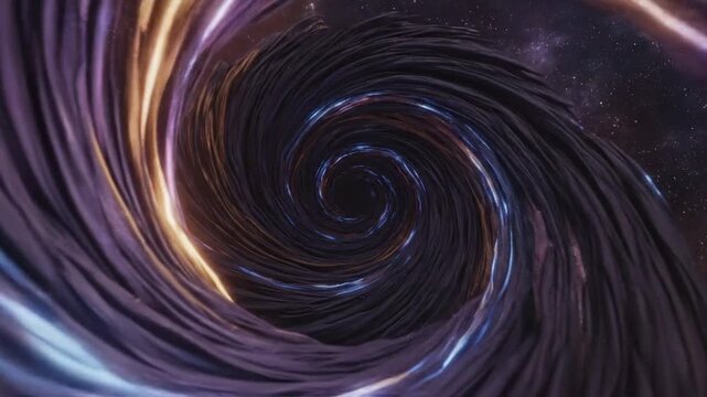 Vibrant abstract vortex spiraling inward from cosmic edges, forming an energetic tunnel