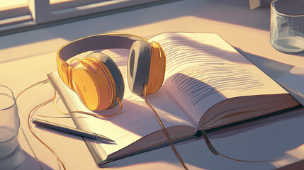 Headphones on a book