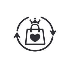 Minimalistic, elegant icon/logo in dark black (black/mono) color, symbolizing a premium loyalty program, VIP repeat purchases, elite cashback, and royal customer loyalty.