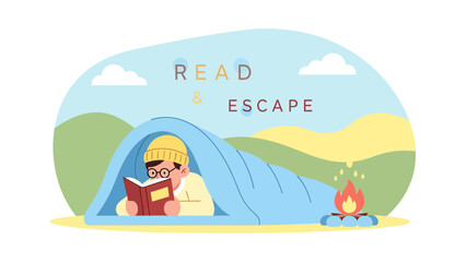 Camping Adventure With Cozy Reading Beside Warm Fire And Enjoying Outdoors