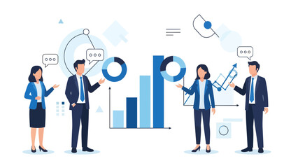 Business Meeting With Data Analysis And Strategy Presentation Using Infographics