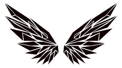 Abstract geometric wings graphic design on transparent background for creative projects © Bipudas