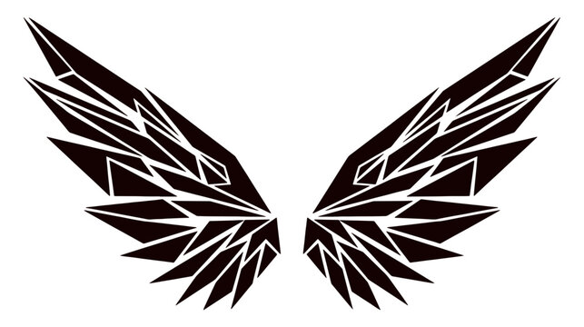 Abstract geometric wings graphic design on transparent background for creative projects