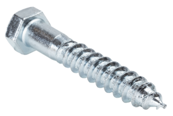 Stainless steel lag bolt seen at an angle
