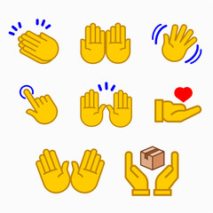 Fototapeta premium Yellow Hand Gesture Emojis Icons Collection Vector Illustration Flat Design