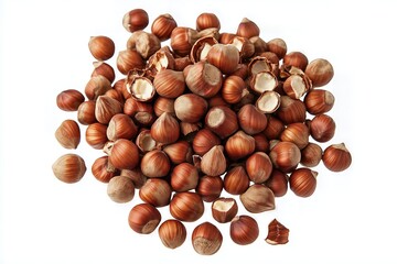 Fototapeta premium Hazelnuts pile on white background