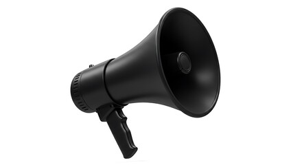 Black Megaphone on White Background.