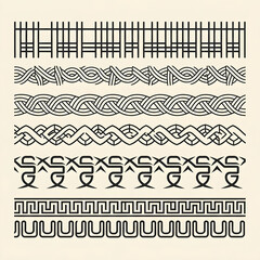 Set of 7 Celtic knot border designs vector