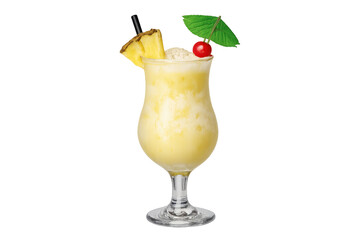 Obraz premium Piña colada tropical drink with pineapple cherry decoration