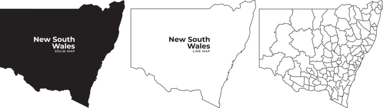 New south wales australia map outline silhouette vector illustration