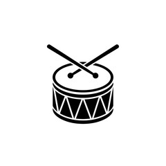 Drum icon with crossed drumsticks in minimal design  
