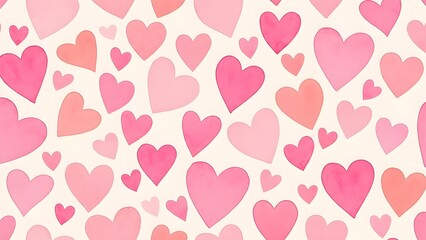 A vibrant and playful pattern of various pink hearts on a white background perfect for valentine's day or love themed designs and decorations