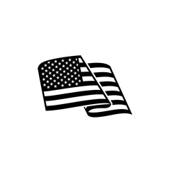 American flag waving in black and white graphic design  