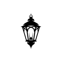 Vintage street lamp silhouette in black and white design  