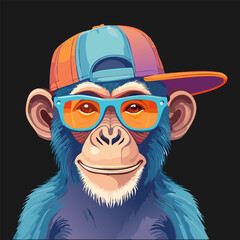 Cool Monkey With Cap Illustration
