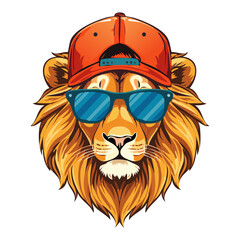 Cool Lion With Cap Illustration