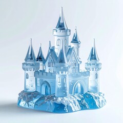 Obraz premium Crystal Castle Miniature with Intricate Towers in a Studio Setting