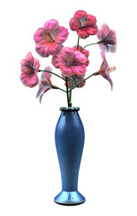3d render pink hibiscus flower vase delicate isolated