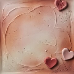 Hearts and swirls create a simple design on a pale background