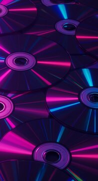 Colorful CDs in Neon Lighting