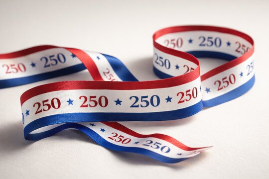 Cinta conmemorativa, 250 aniversario de Estados Unidos con colores rojo, blanco y azul. Dise&ntilde;o elegante y reutilizable, decoraci&oacute;n, regalos, eventos oficiales, broches, pulseras y recuerdo patri&oacute;tico