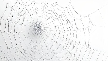 Obraz premium Detailed Spiderweb Structure on White Background with Intricate Web Design