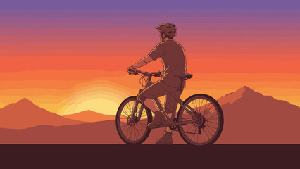 Fototapeta premium Cycling Adventure During Sunset Exploring Nature's Beauty And Personal Freedom Journey
