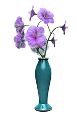 3d render purple hibiscus flower vase delicate isolated