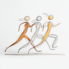 Running Figures in Motion, Minimal Sports Illustration