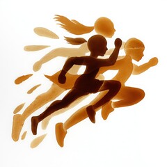 Women Running in Motion, Dynamic Sports Silhouette Illustration