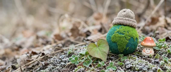 Sierkussen Meisjeskamer Surreal action of a playful earth character with a hat and mushroom nature setting whimsical environment captured from a ground level viewpoint emphasizing silliness  © BIZTECHART