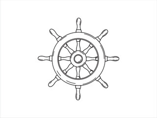Obraz premium Classic Ship Wheel Illustration for Nautical Designs