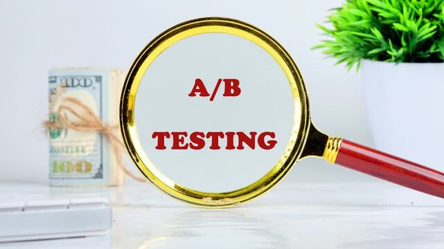 Text animation A/B TESTING. Learn how A B testing can optimize strategies in business and finance, enhancing decision making for better outcomes and educational insights