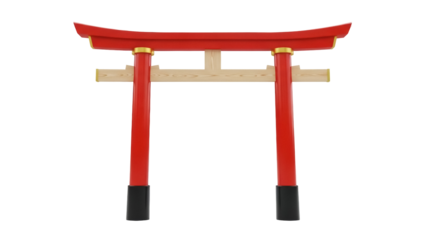 Traditional Japanese torii gate isolated PNG, red wooden Shinto shrine entrance on transparent background, Asian architecture