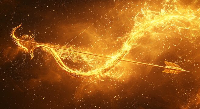 Celestial warrior aiming bow with luminous wings high resolution picture