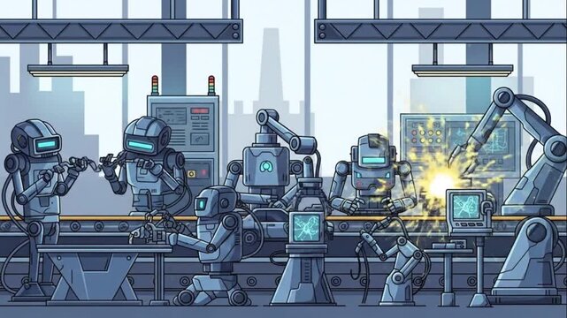 Automated Manufacturing Robot Assembly Line Future Technology