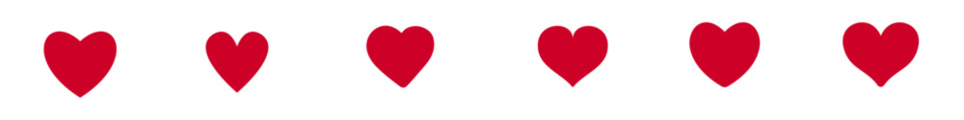 Solid Red Heart Icon Set Vector