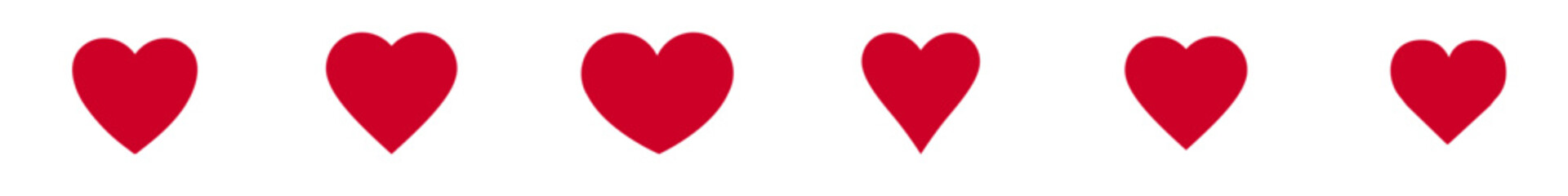 Solid Red Heart Icon Set Vector