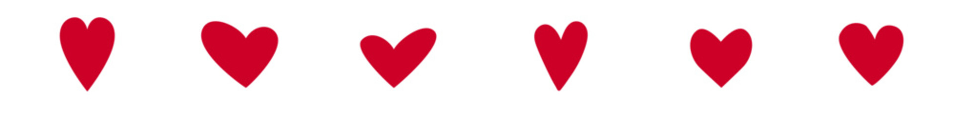 Red Heart Icon Set for Valentine's Day Game Life Meter and Health Rating. Flat Vector Symbols of Love Romance and Wellness Isolated on White for Web UI App Design.