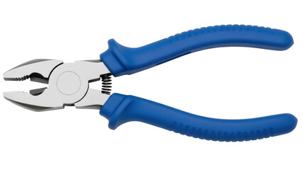 Blue handled pliers isolated PNG on transparent background, metal tool for gripping and cutting...