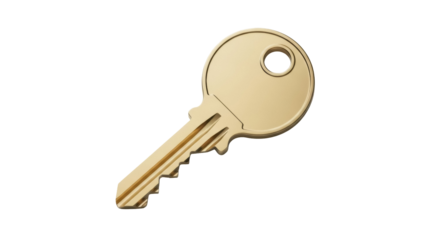 Golden key PNG isolated on transparent background, symbol of security and access for graphic design projects