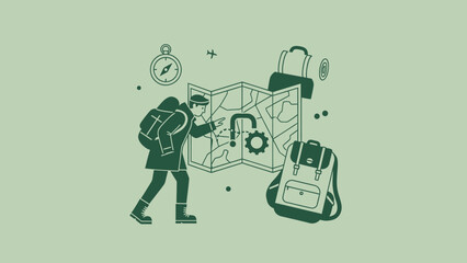 Finding Adventures And Solving Problems During Trip Preparation Illustration