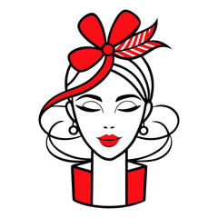 Hand drawn line art facial fashion vector art illustration