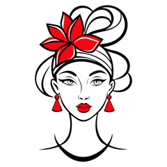 Hand drawn line art facial fashion vector art illustration