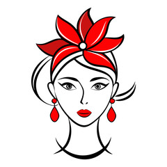 Hand drawn line art facial fashion vector art illustration