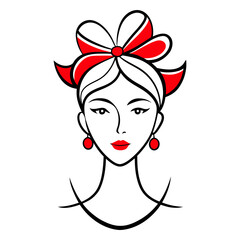Hand drawn line art facial fashion vector art illustration