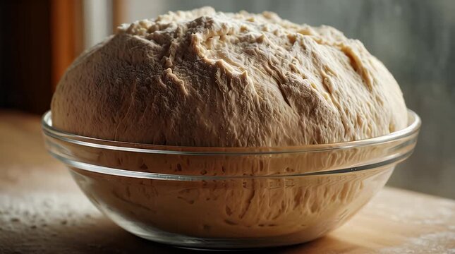 Yeast Bread Dough Rising and Expanding Time Lapse Video.