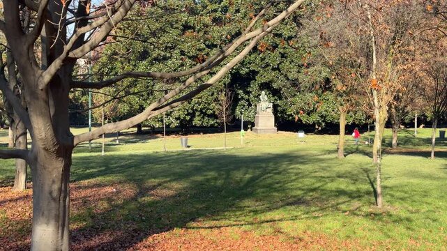 Indro Montanelli Public Gardens in Milan, historic urban park with trees and pathways