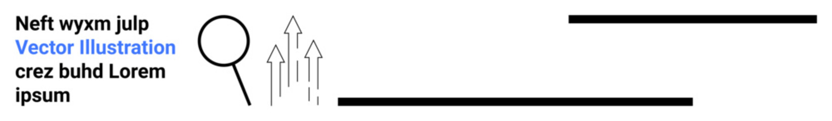 Fototapeta premium Data analysis, growth metrics, market trends, technology, business strategy, search optimization. A magnifying glass and arrows pointing upwards. Data analysis and growth metrics concept