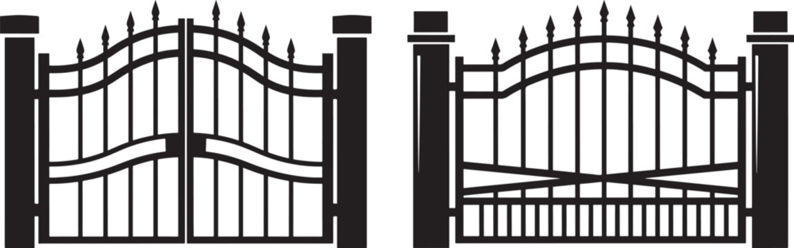 Forged metal gates isolated icon vector